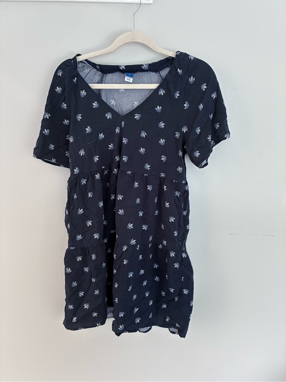 Old Navy Black Mini Dress with White Floral Print